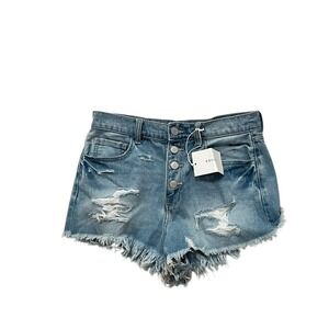 Cello Women Small Denim Shorts Blue Cut Off Frayed High Rise Frayed NWT